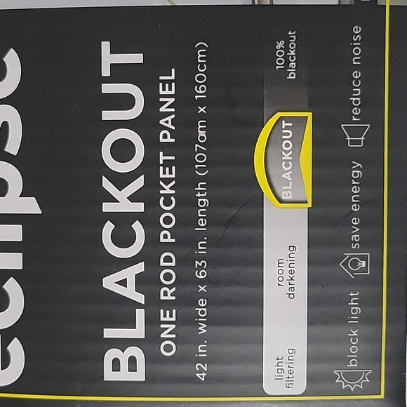 Eclipse Black out curtain panel  42" wide × 63" long rod pocket white - Picture 4 of 4